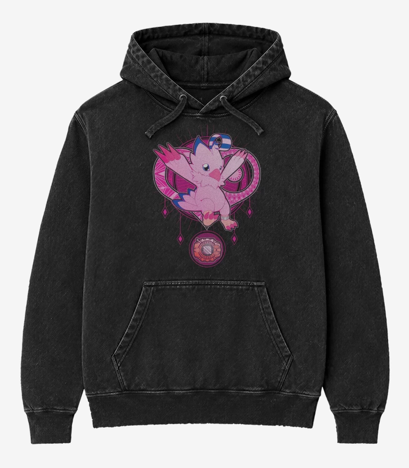 Poleron Canguro Acid Wash Negro de Biyomon 2