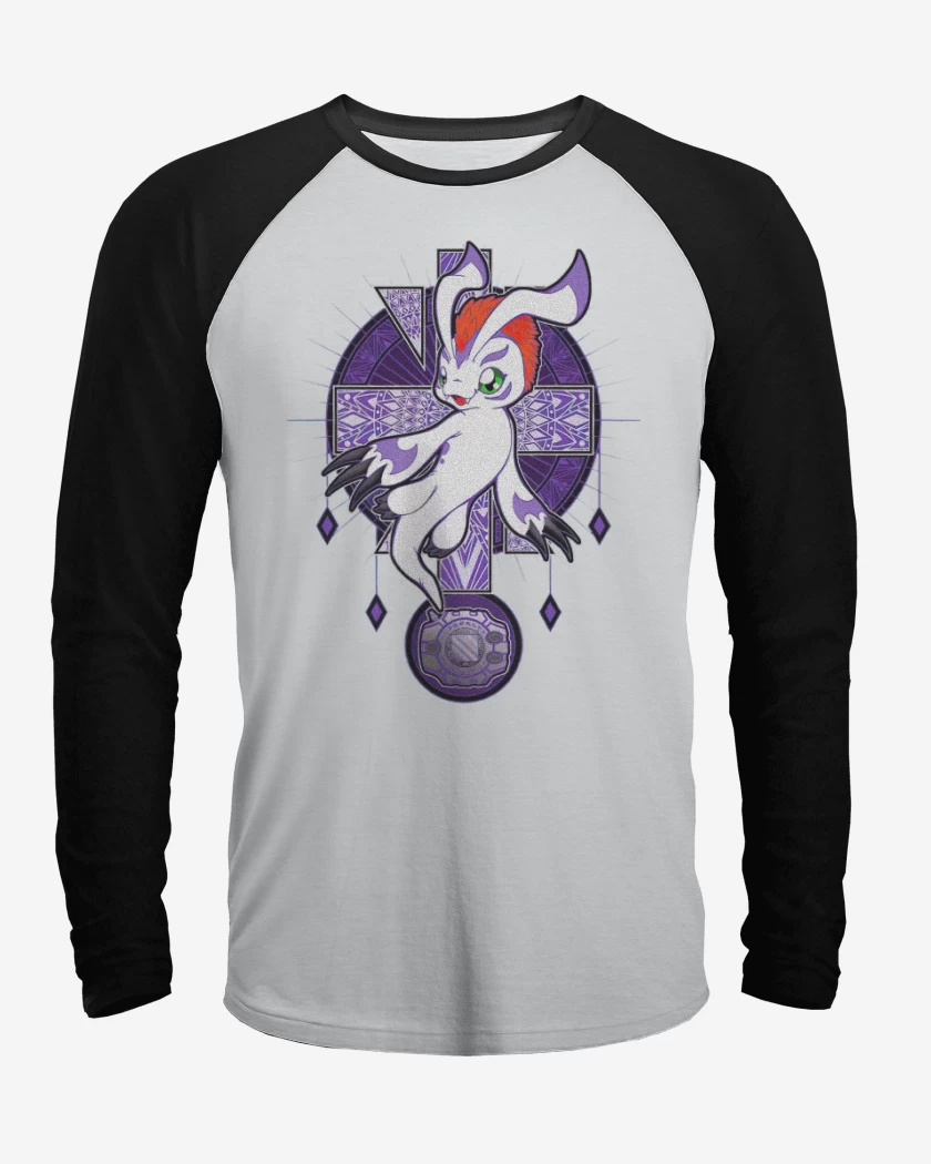 Polera Raglan Blanco / Negro de Gomamon 2