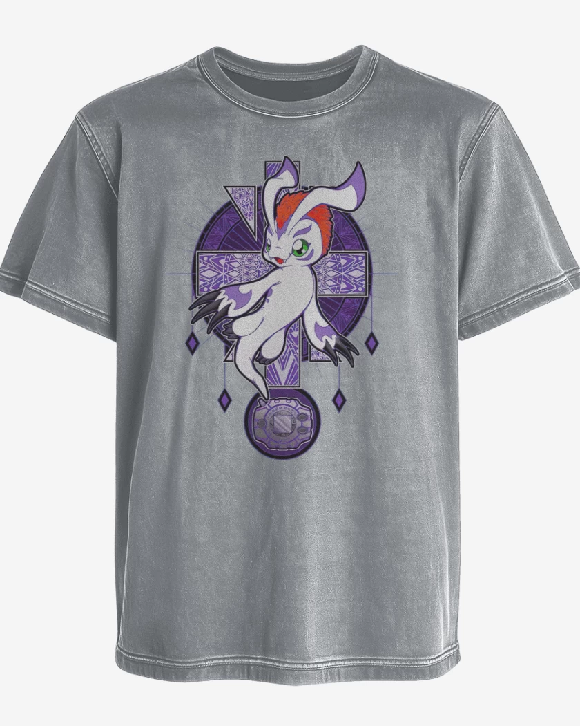 Polera desgastada Gris Melange de Gomamon 2