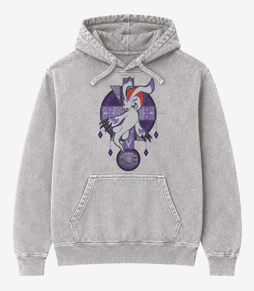 Poleron Canguro Acid Wash Gris Melange de Gomamon 2