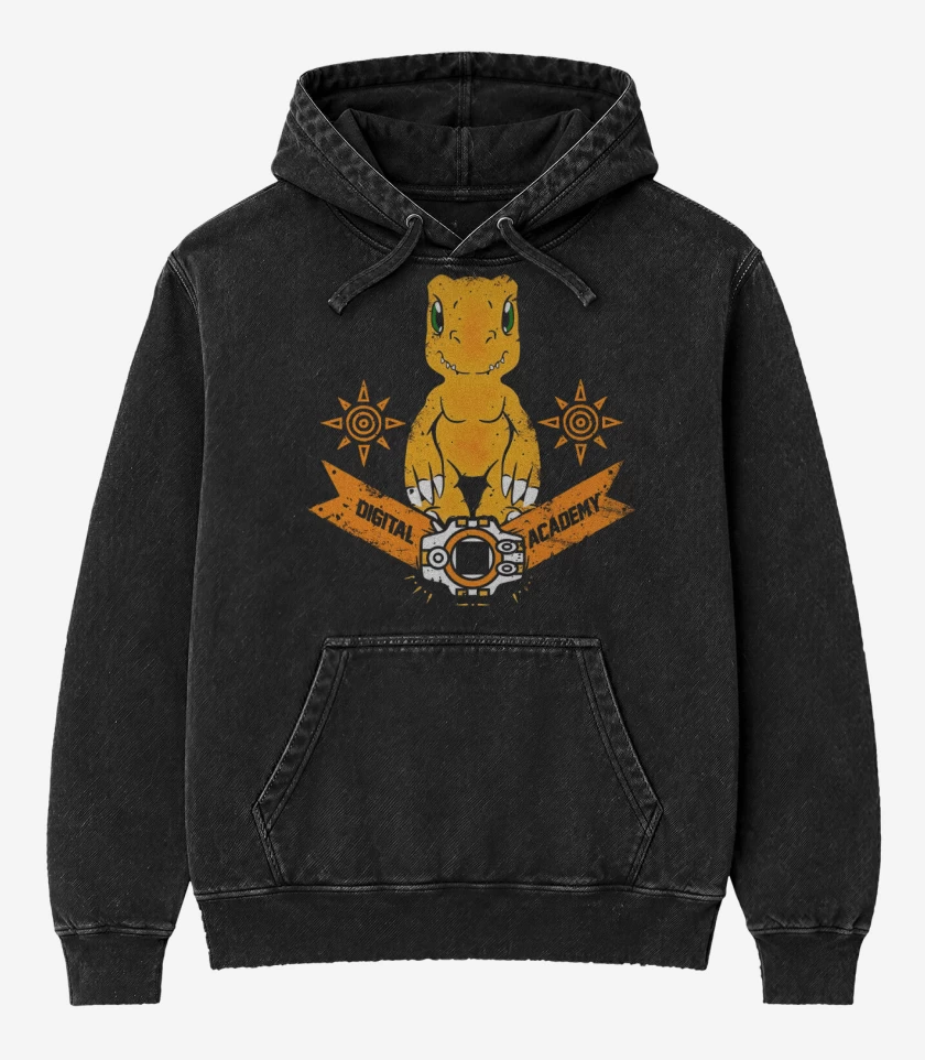 Poleron Canguro Acid Wash Negro de Agumon nro 2