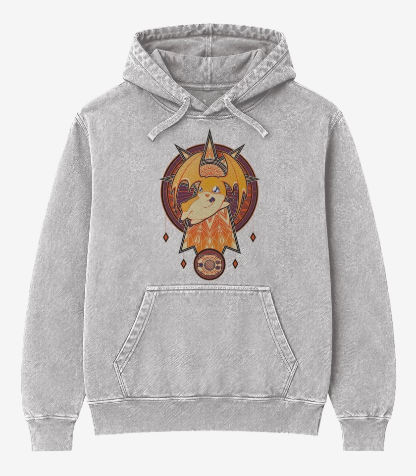 Poleron Canguro Acid Wash Gris Melange de Patamon 2