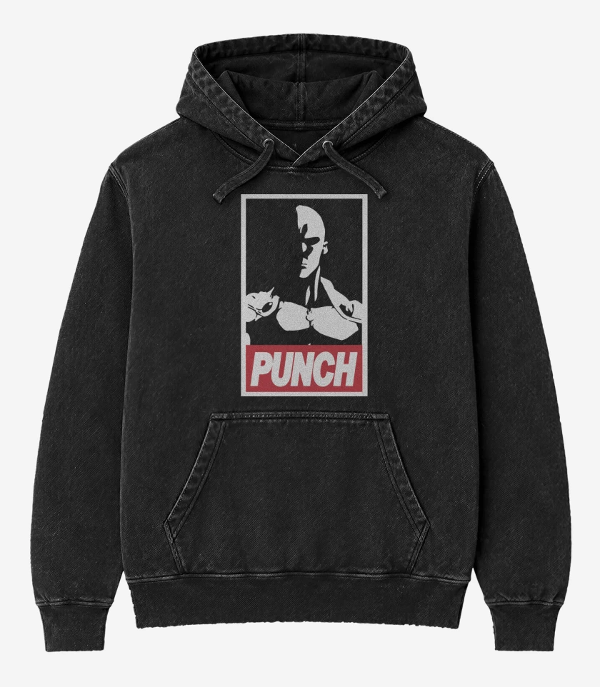 Poleron Canguro Acid Wash Negro de Punch