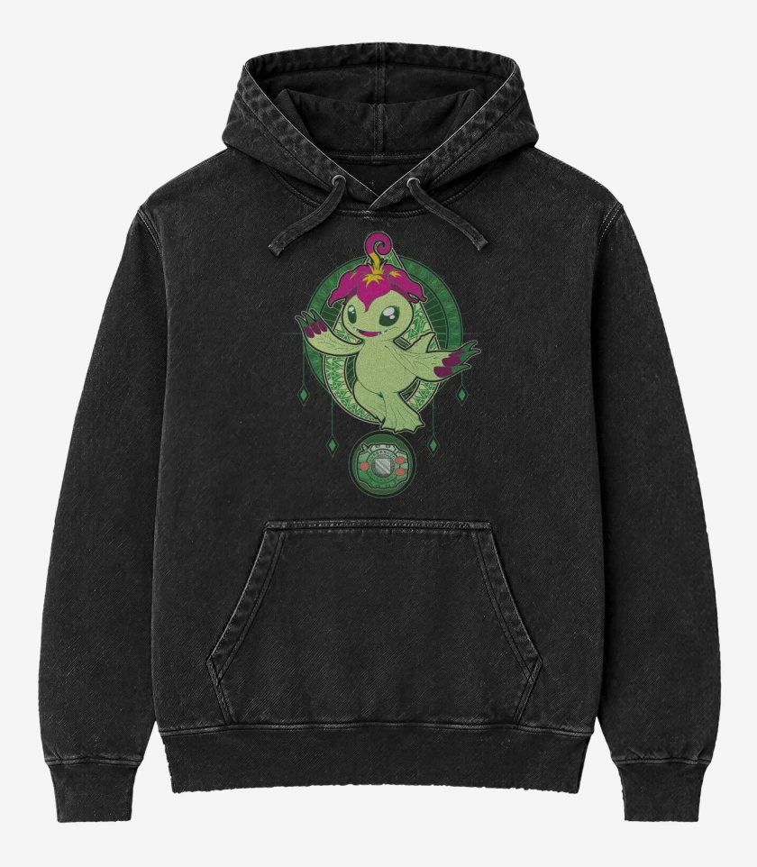 Poleron Canguro Acid Wash Negro de Palmon 2