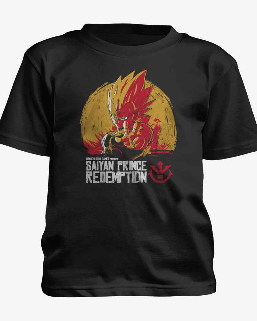 Polera de niño Negro de Saiyan Prince Redemption