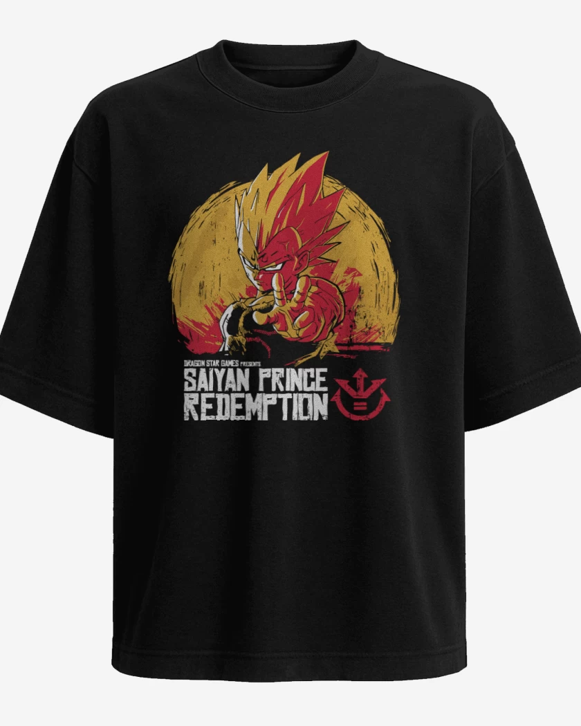Polera Oversize Negro de Saiyan Prince Redemption