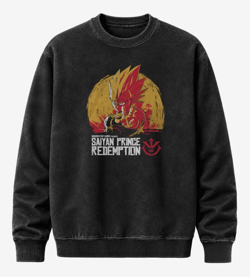 Poleron Polo Acid Wash Negro de Saiyan Prince Redemption