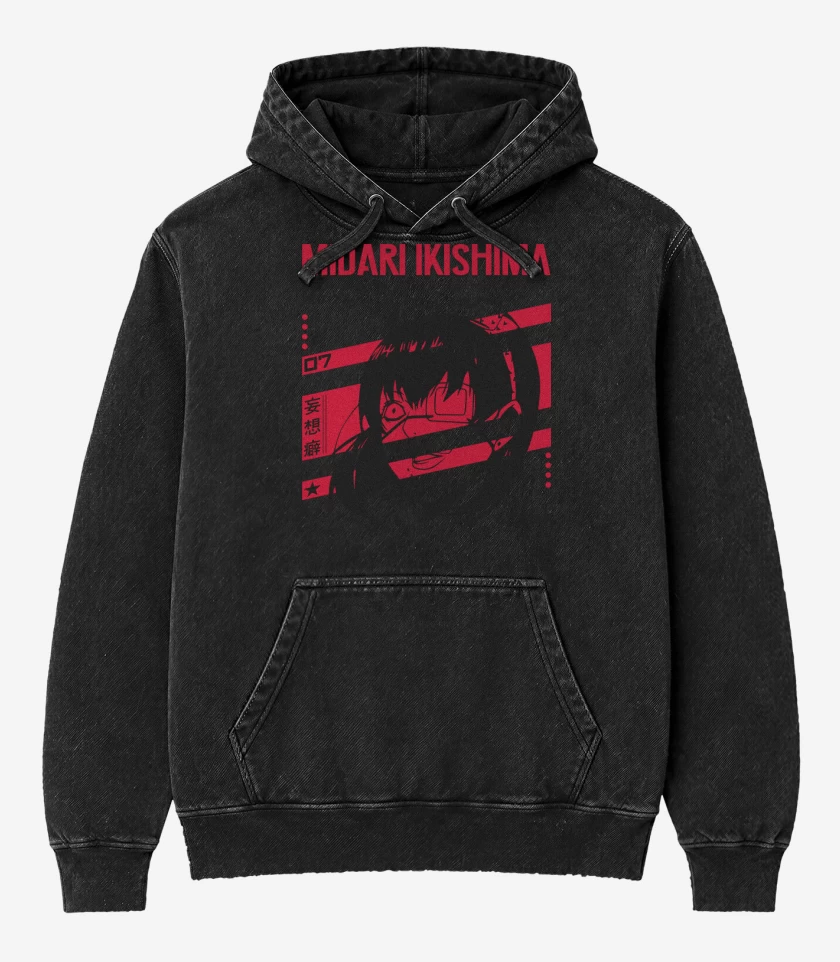 Poleron Canguro Acid Wash Negro de Midari Ikishima