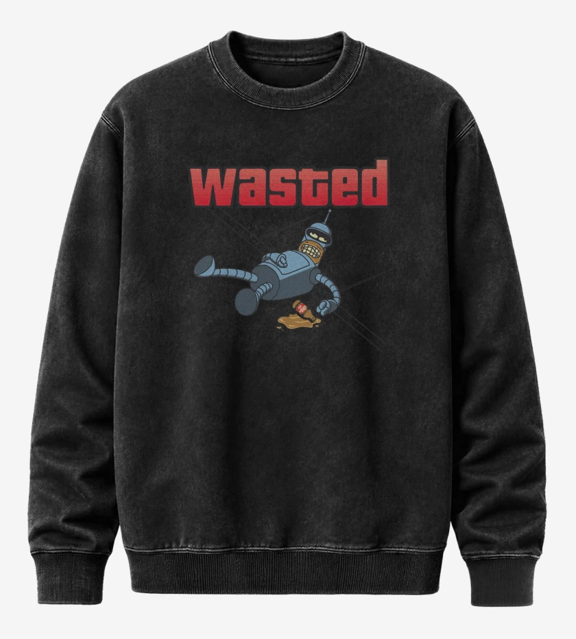 Poleron Polo Acid Wash Negro de Wasted Bender