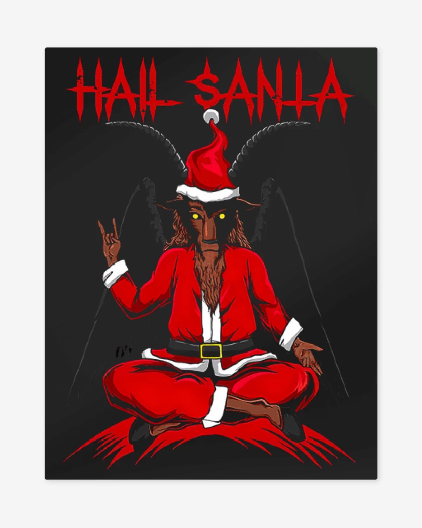 Print metalico Negro de Satan Claus