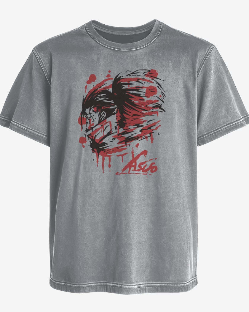 Polera desgastada Gris Melange de Yasuo