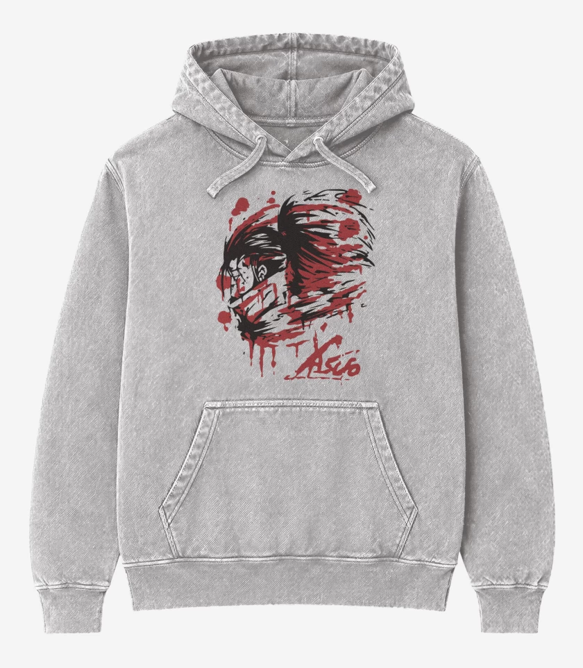 Poleron Canguro Acid Wash Gris Melange de Yasuo