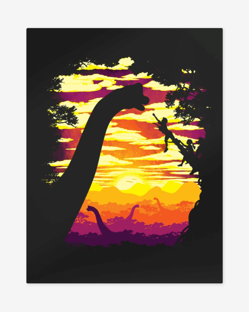 Print metalico Negro de Braquiosaurio Jurassic Park