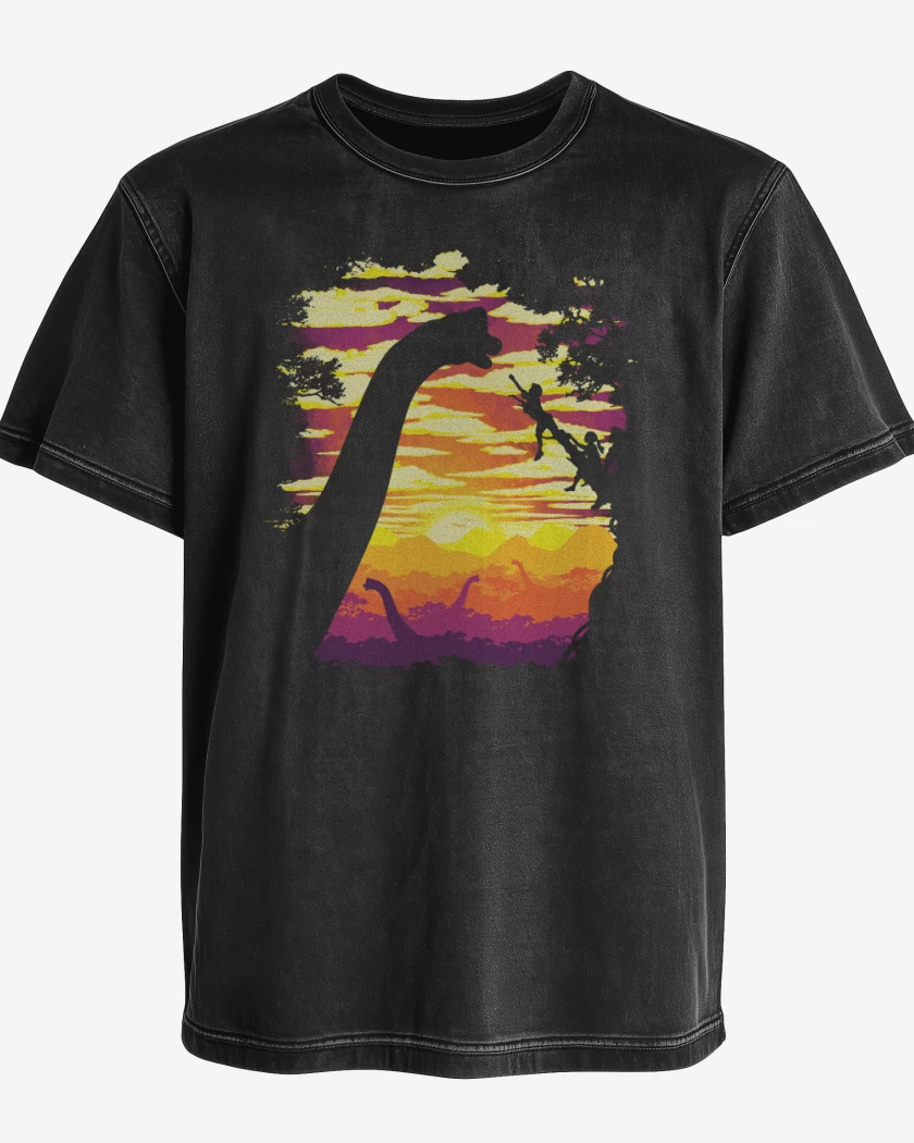 Polera desgastada Negro de Braquiosaurio Jurassic Park