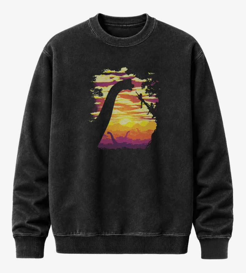 Poleron Polo Acid Wash Negro de Braquiosaurio Jurassic Park