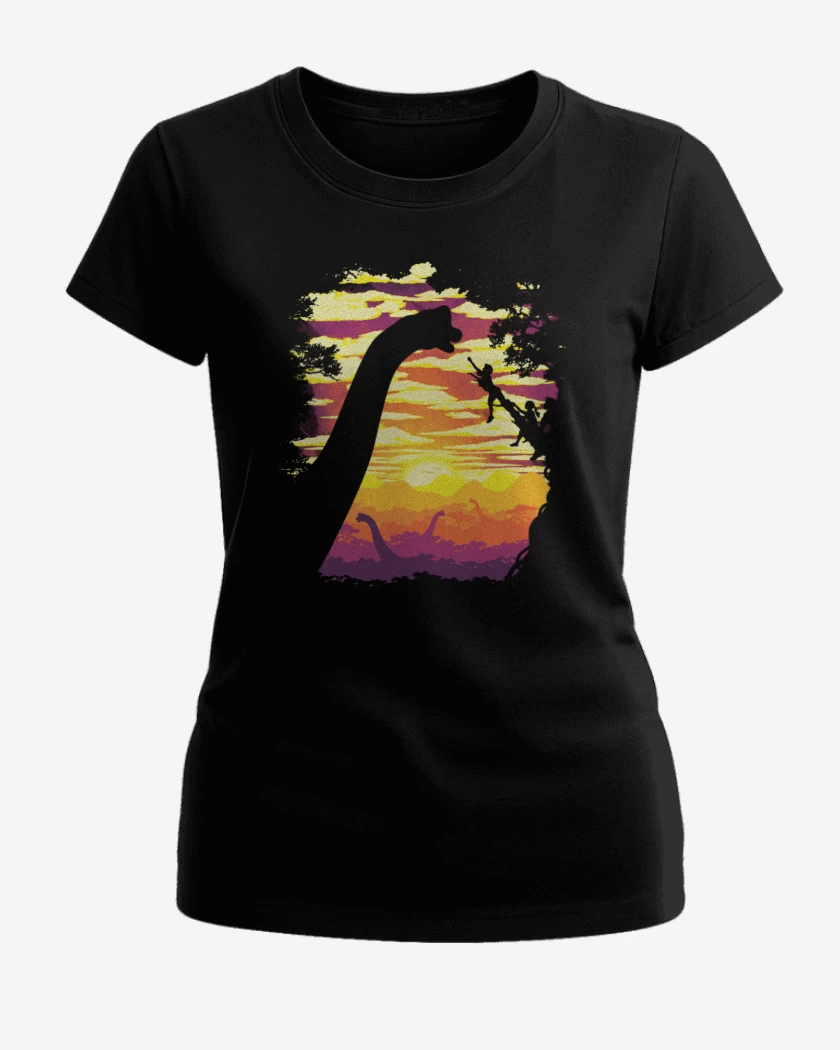 Polera de Mujer Negro de Braquiosaurio Jurassic Park