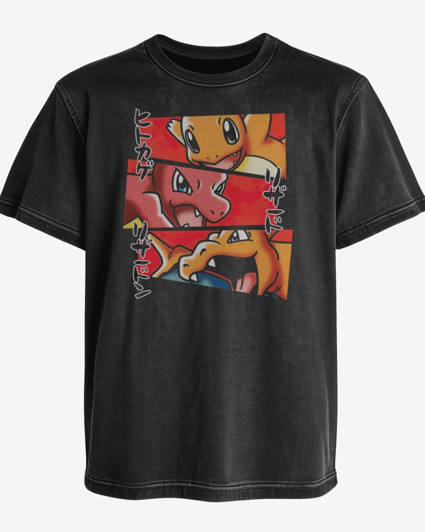 Polera desgastada Negro de Tipo Fuego Definitivo