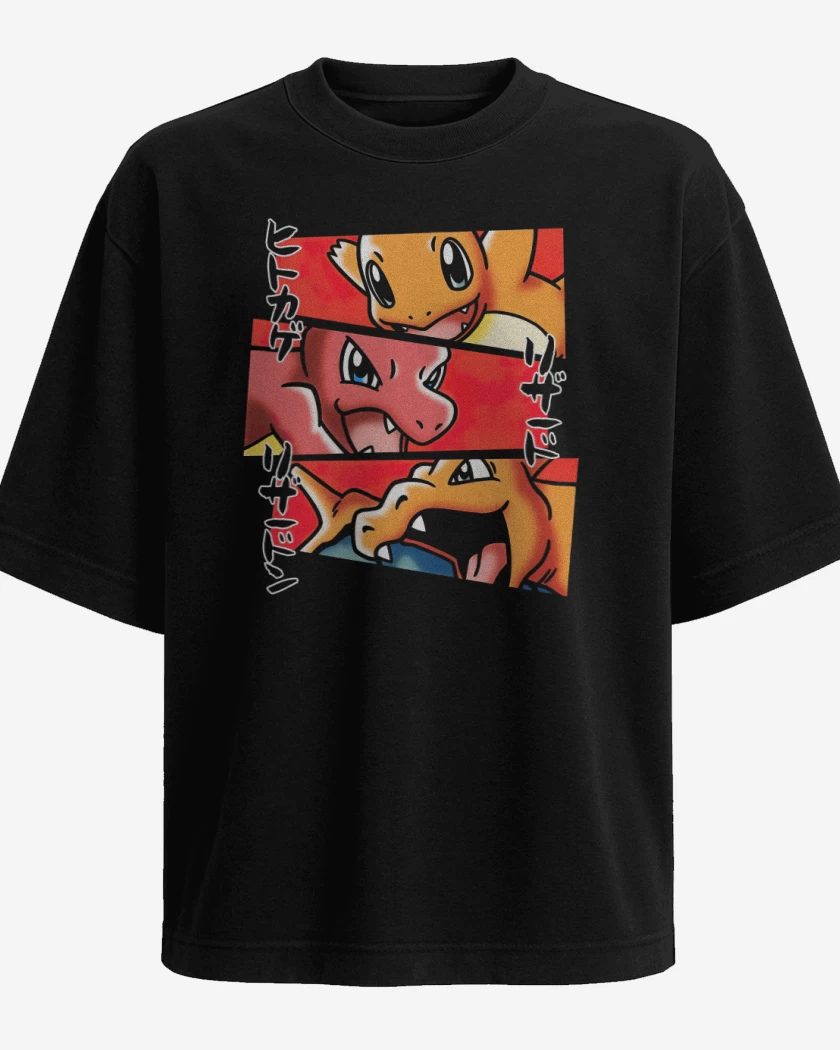 Polera Oversize Negro de Tipo Fuego Definitivo