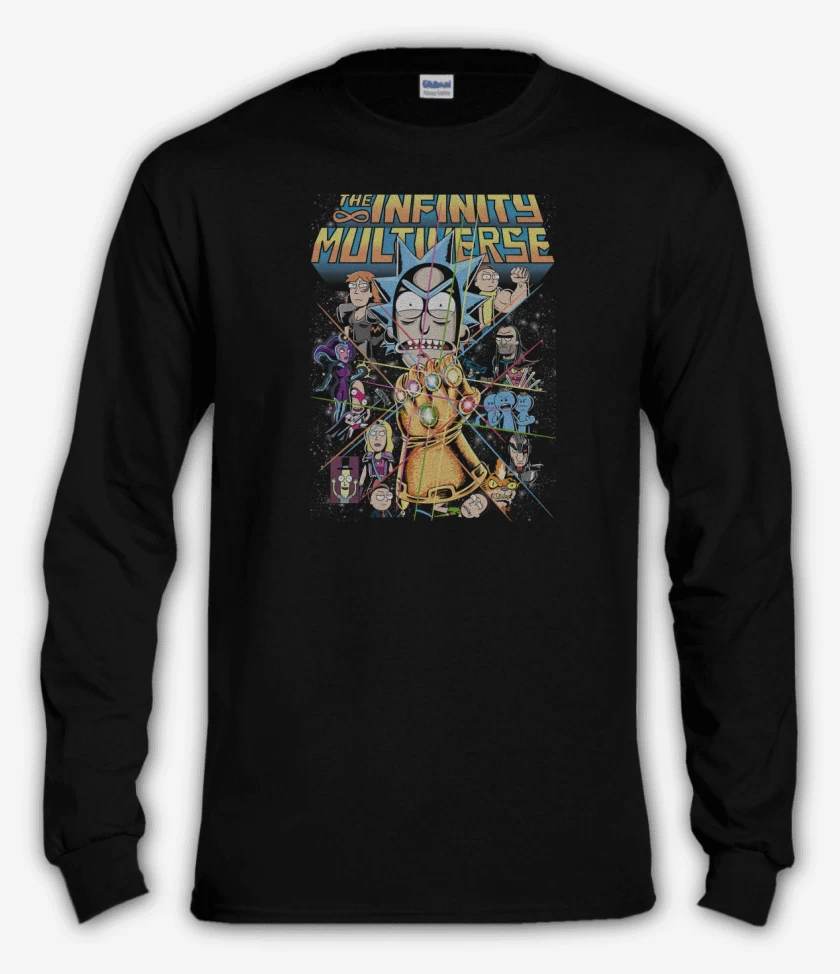 Polera manga larga Negro de Rick & Mortyverse