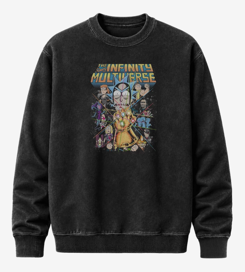 Poleron Polo Acid Wash Negro de Rick & Mortyverse
