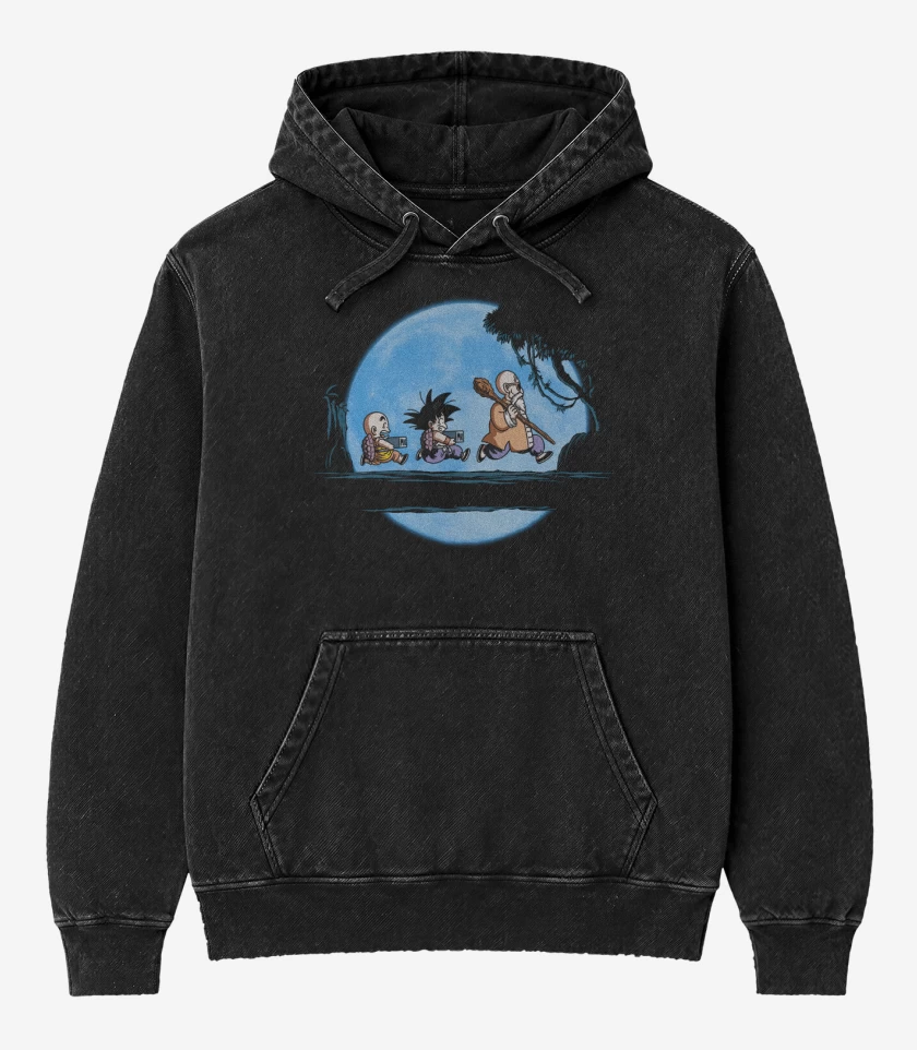 Poleron Canguro Acid Wash Negro de Milk Moon