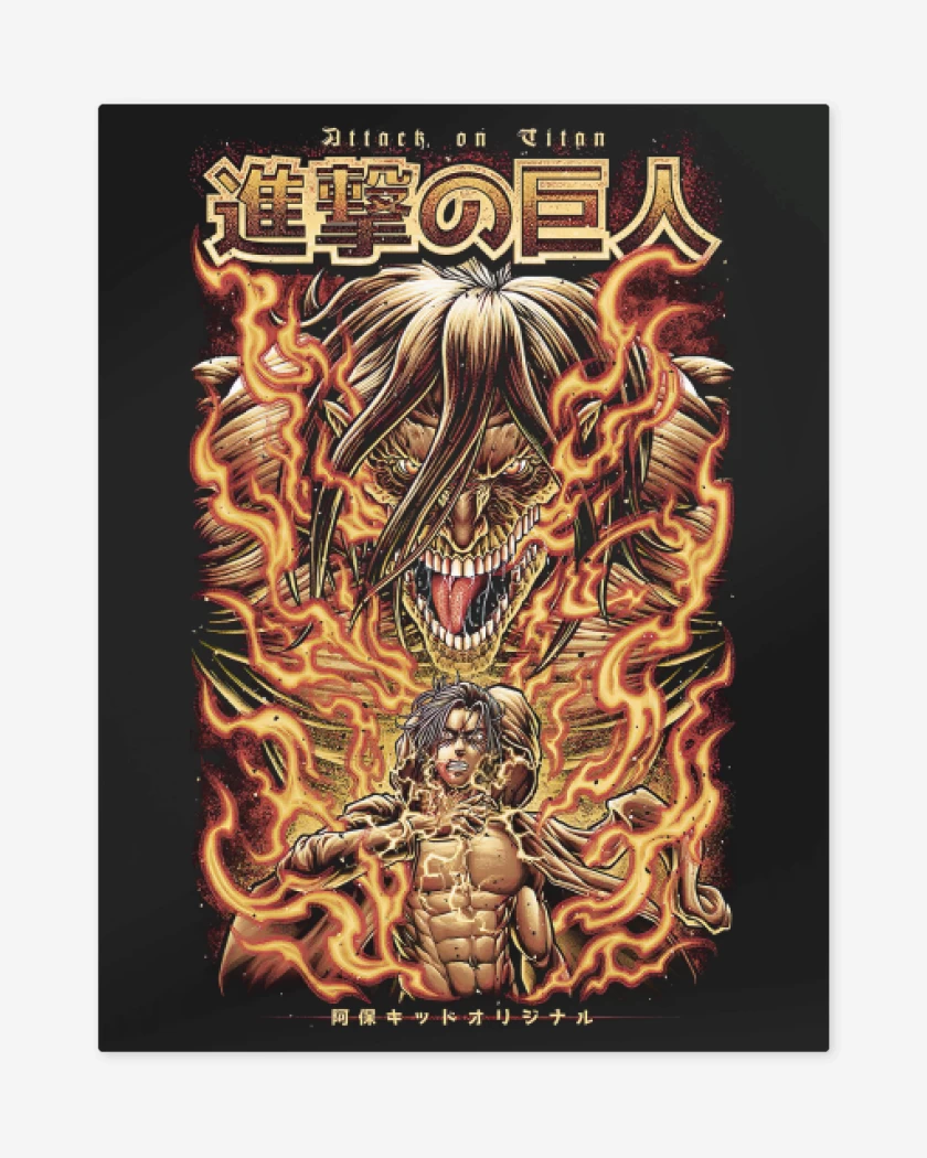 Print metalico Negro de Eren Jaeger