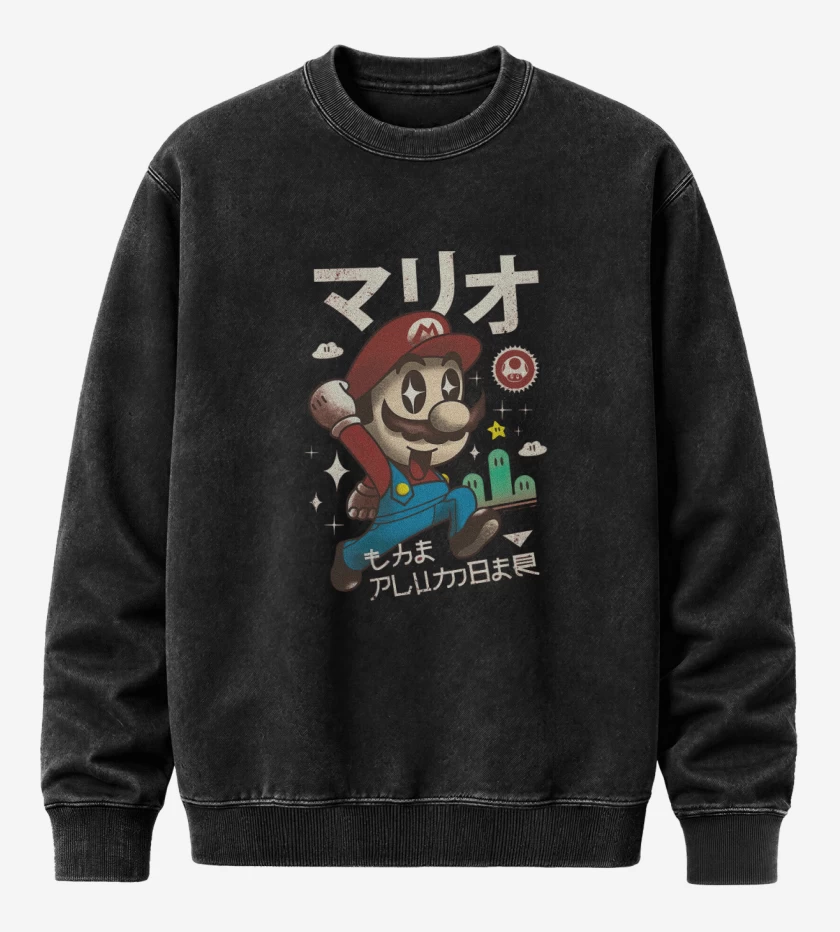 Poleron Polo Acid Wash Negro de Kawai bigote
