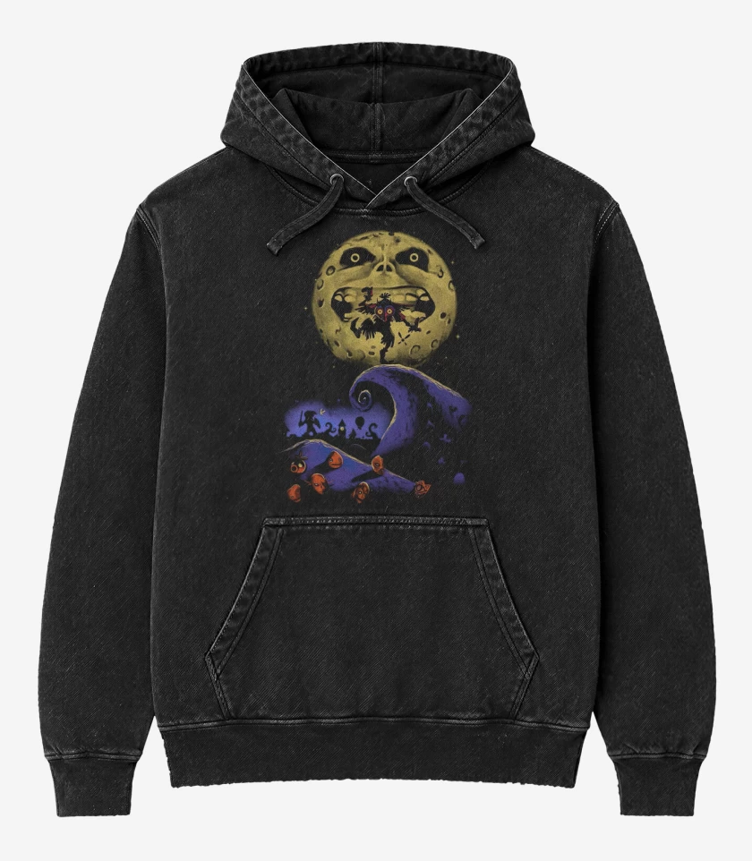 Poleron Canguro Acid Wash Negro de Majora of moon