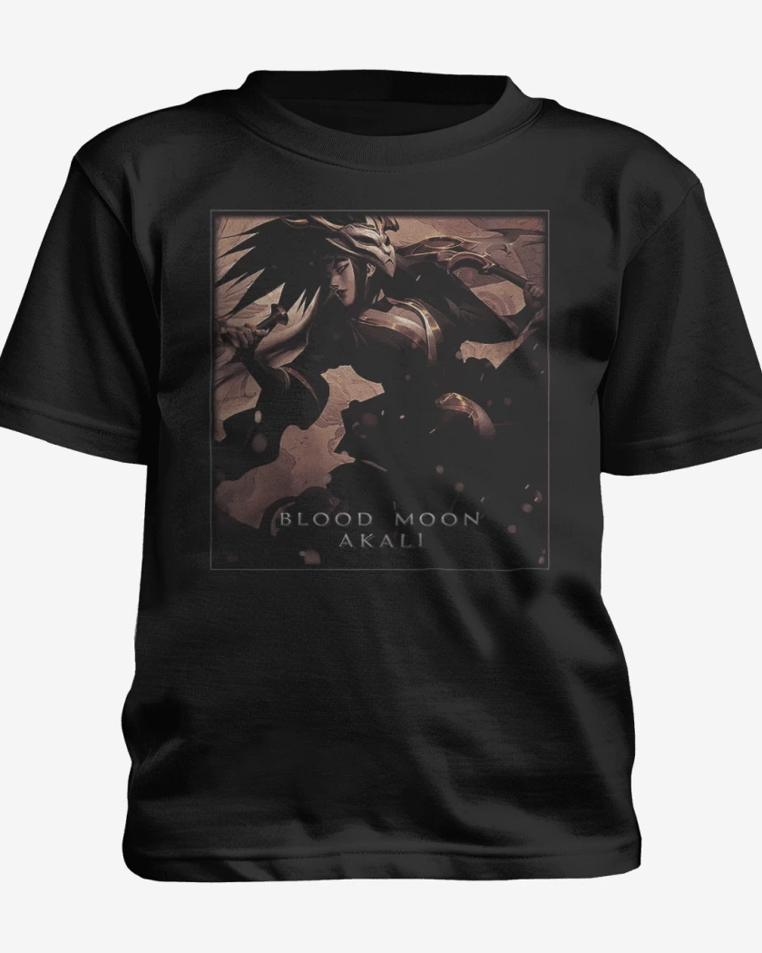 Polera de niño Negro de Akali luna sangrienta