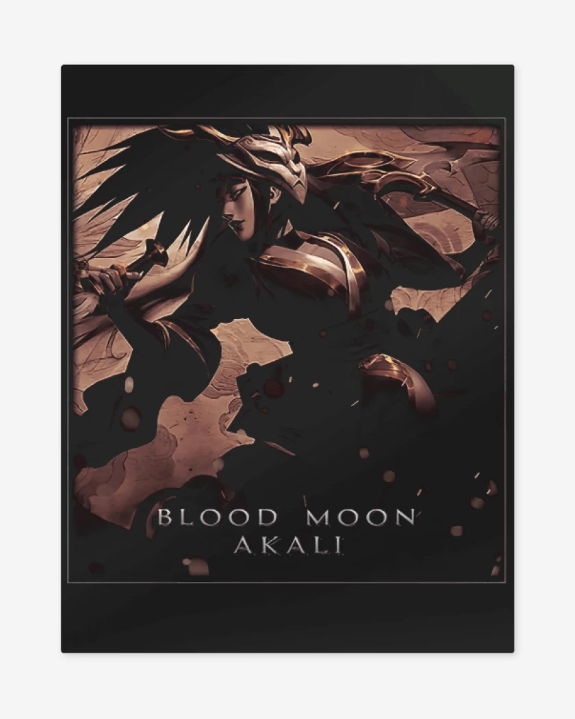 Print metalico Negro de Akali luna sangrienta