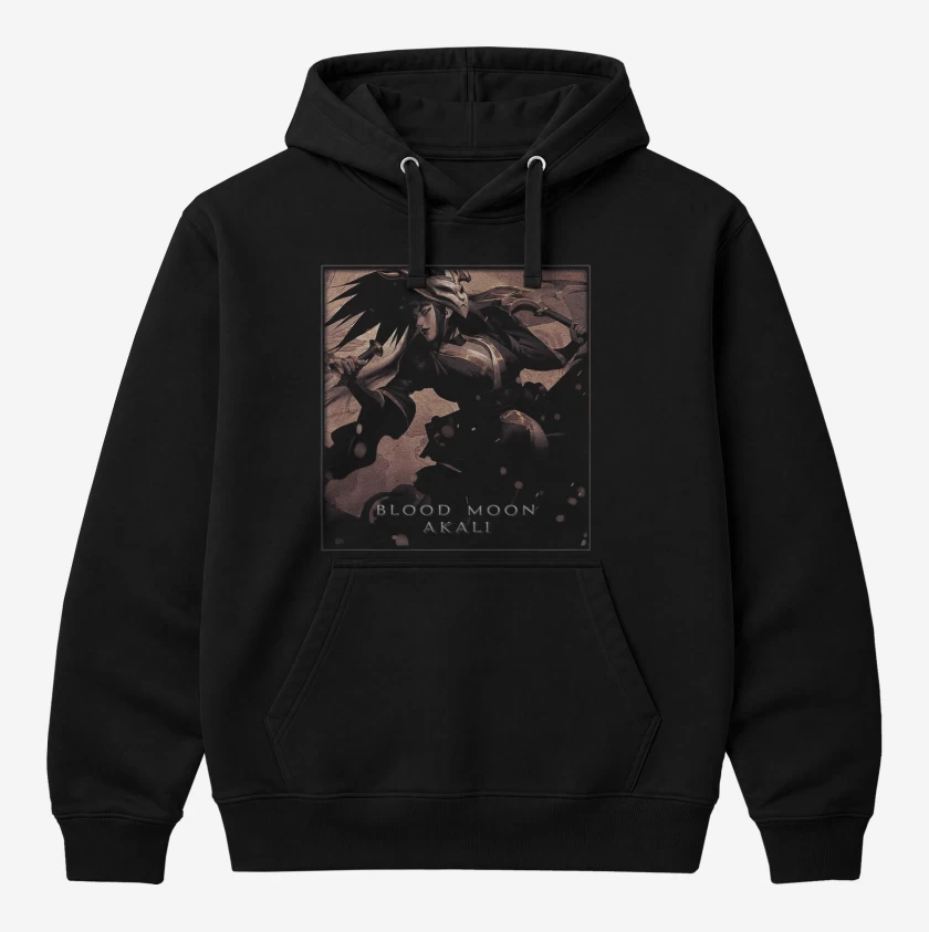 Polerón Canguro Negro de Akali luna sangrienta