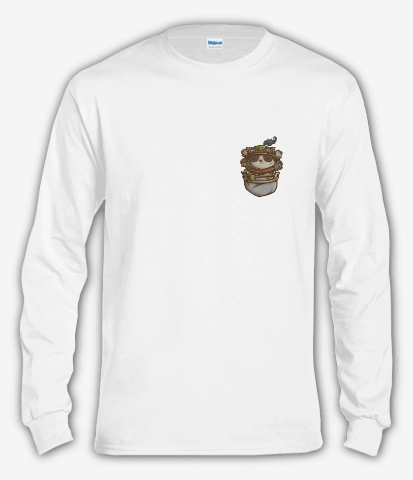 Polera manga larga Blanco de Teemo de bolsillo