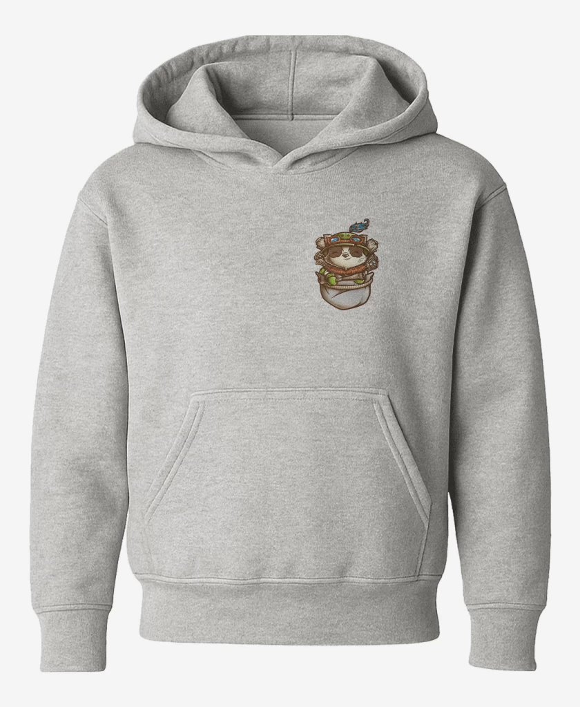 Poleron de niño Gris Melange de Teemo de bolsillo