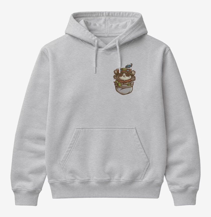 Poleron Canguro básico Gris Melange de Teemo de bolsillo
