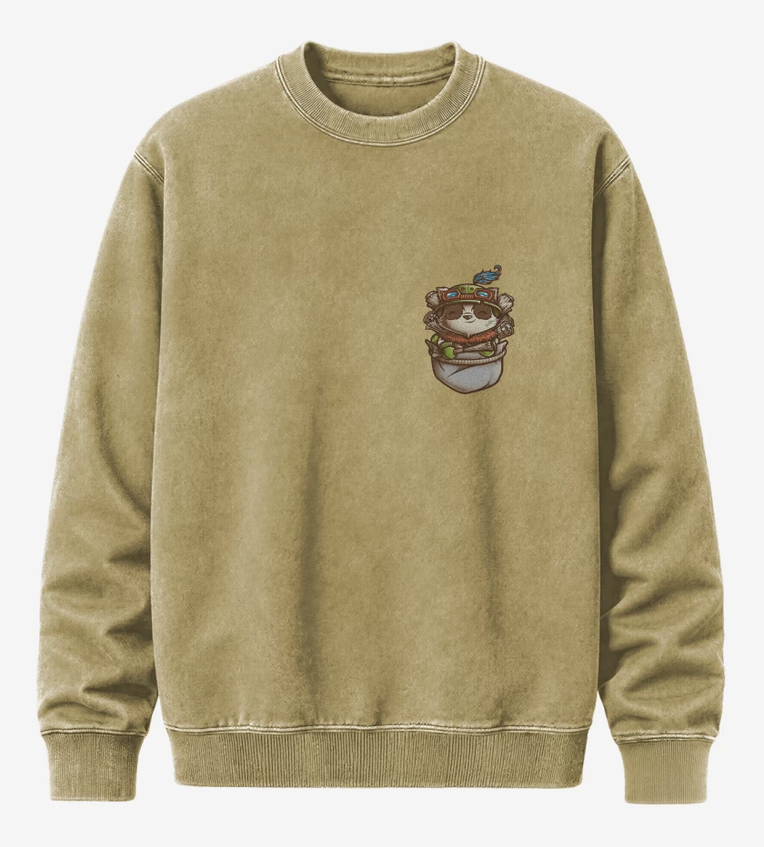 Poleron Polo Acid Wash Beige de Teemo de bolsillo
