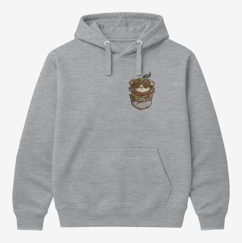 Polerón Canguro Gris Melange de Teemo de bolsillo