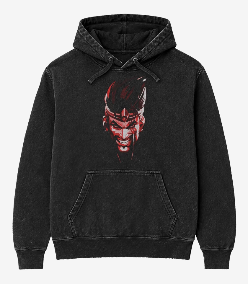 Poleron Canguro Acid Wash Negro de Draaven