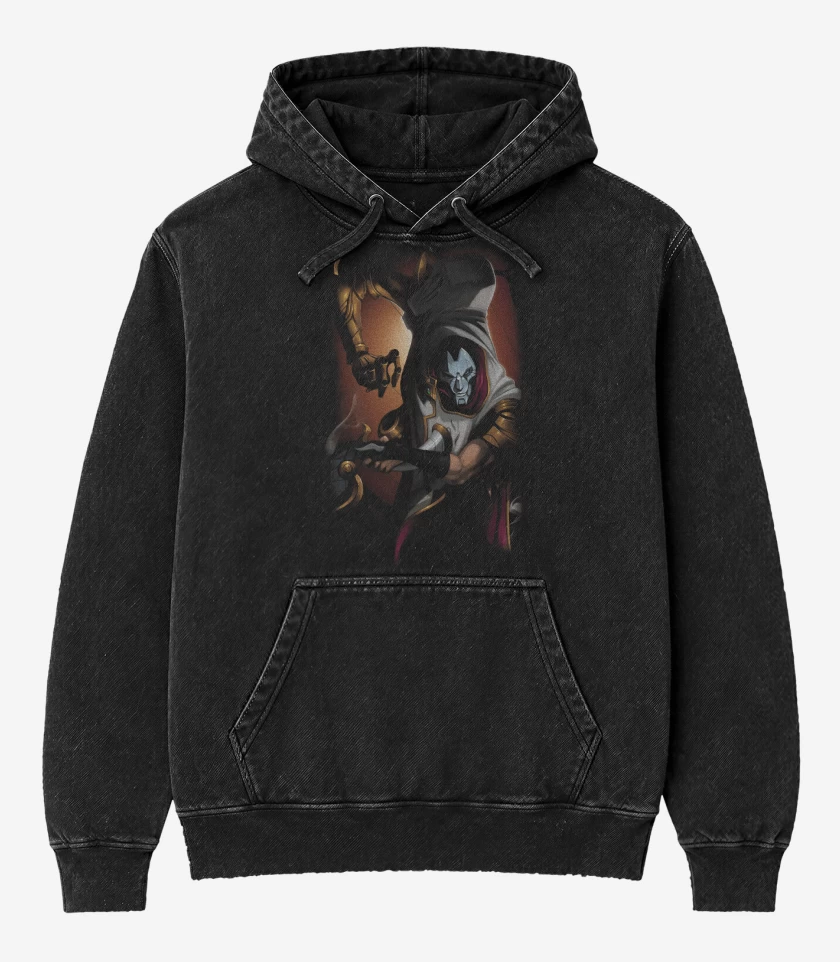 Poleron Canguro Acid Wash Negro de Jhin