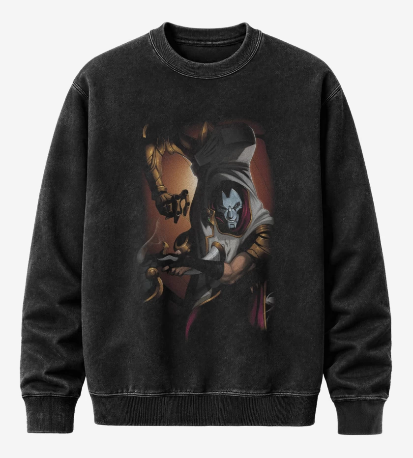 Poleron Polo Acid Wash Negro de Jhin