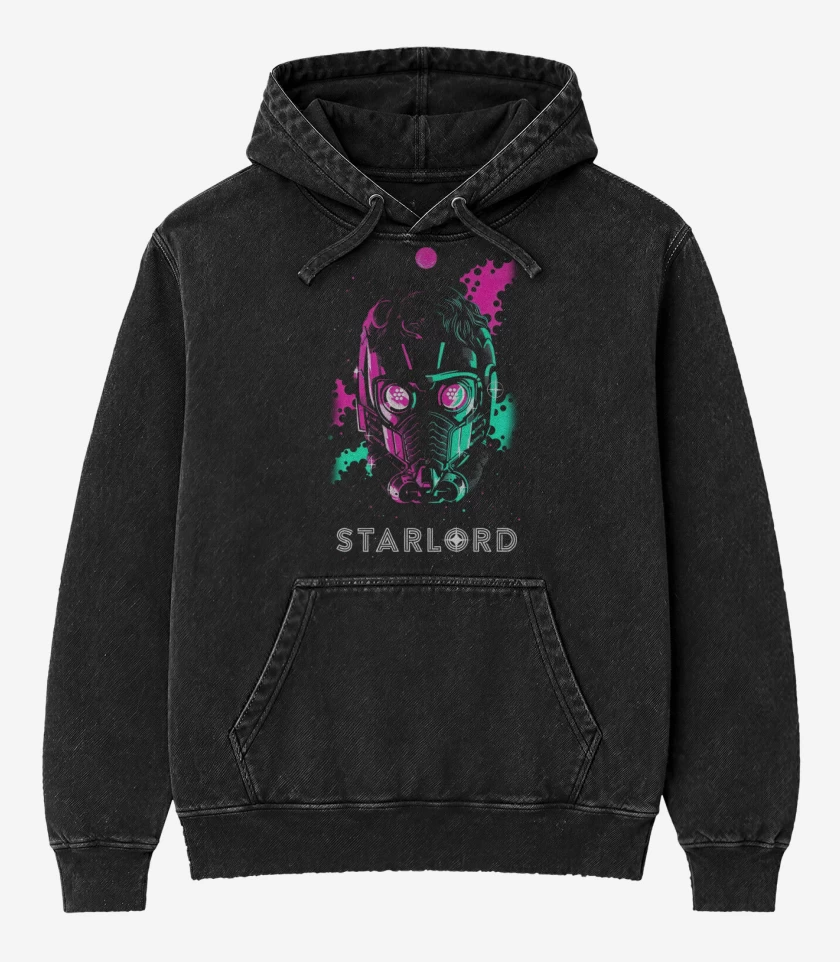 Poleron Canguro Acid Wash Negro de Starlord