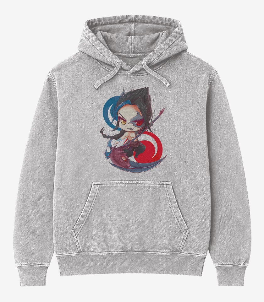 Poleron Canguro Acid Wash Gris Melange de Kayn