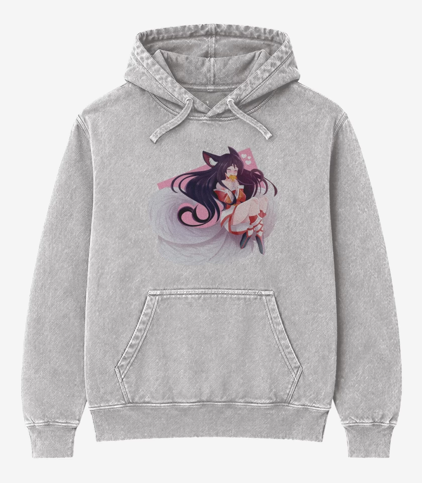 Poleron Canguro Acid Wash Gris Melange de Ahri
