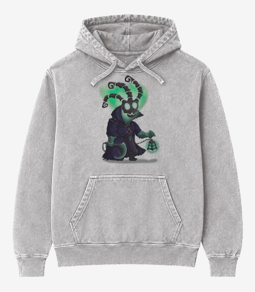 Poleron Canguro Acid Wash Gris Melange de Threesh
