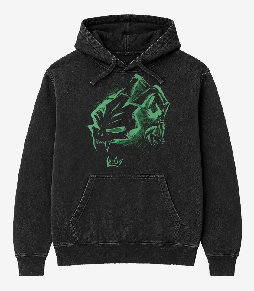 Poleron Canguro Acid Wash Negro de Thresh