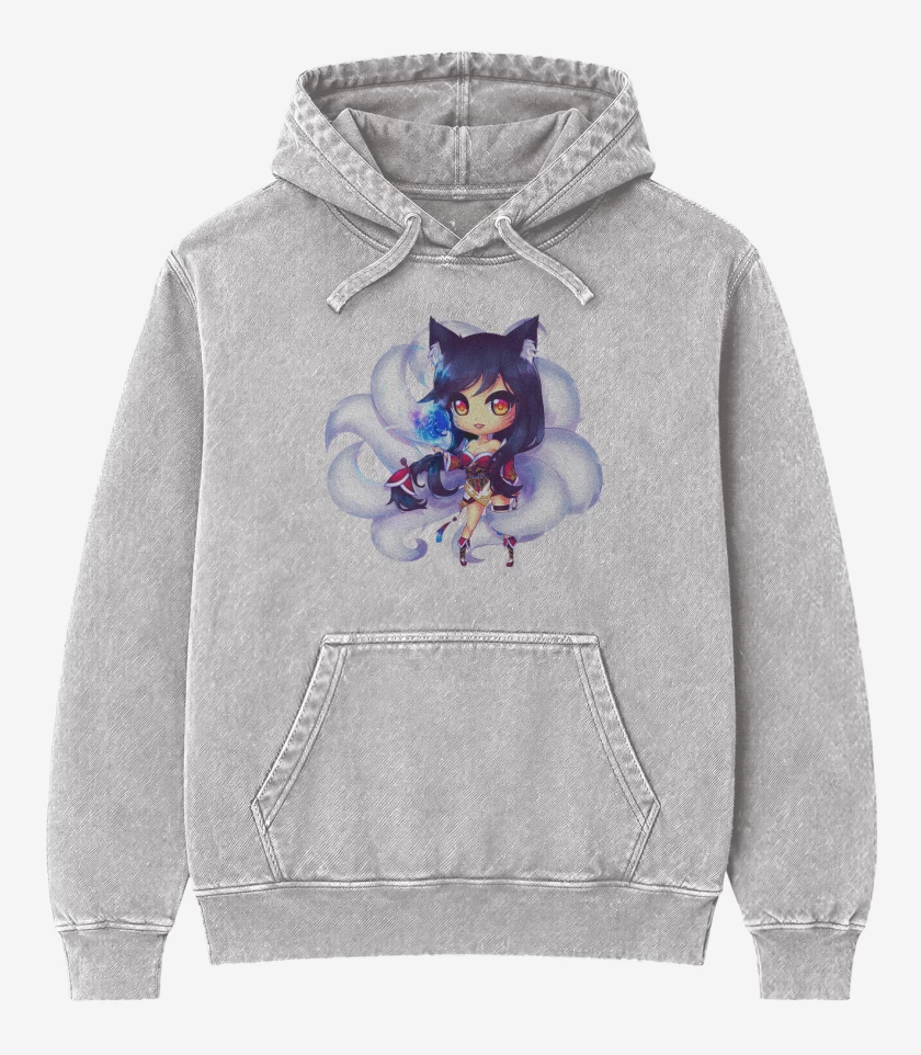Poleron Canguro Acid Wash Gris Melange de Ahri 2