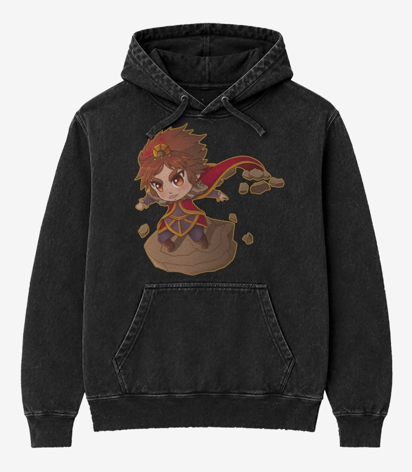 Poleron Canguro Acid Wash Negro de Taliyah