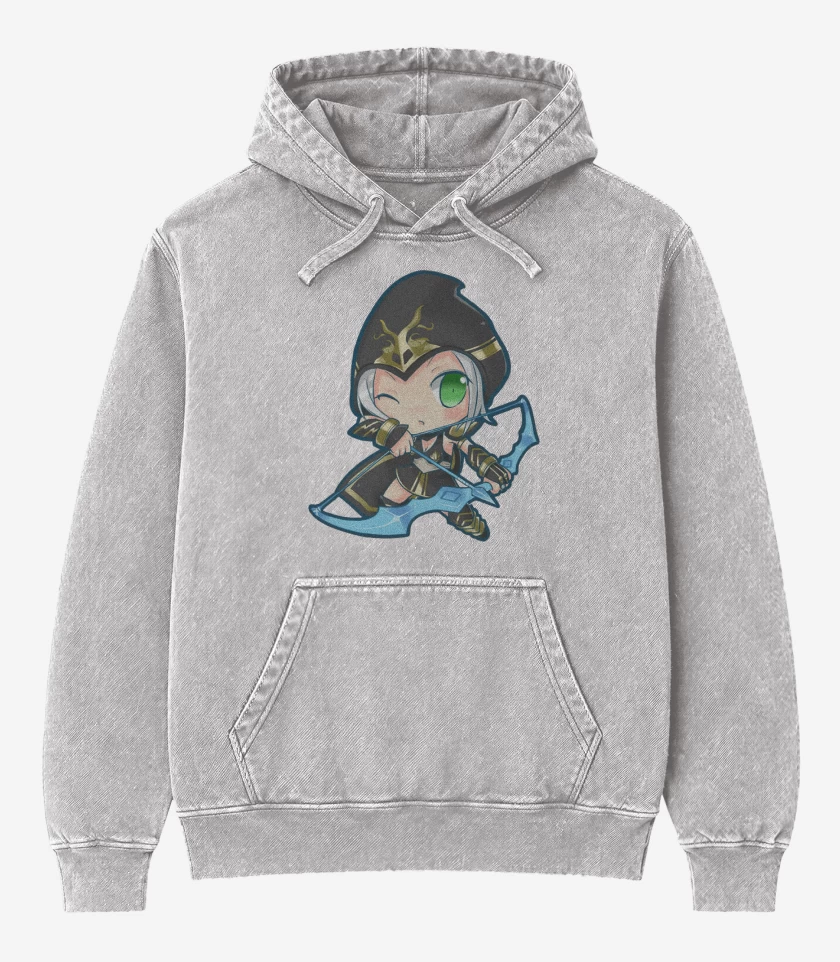 Poleron Canguro Acid Wash Gris Melange de Ashe nro 2