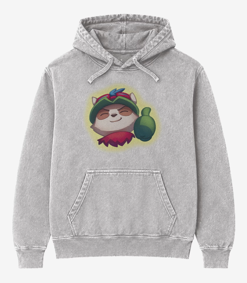Poleron Canguro Acid Wash Gris Melange de Teeemo