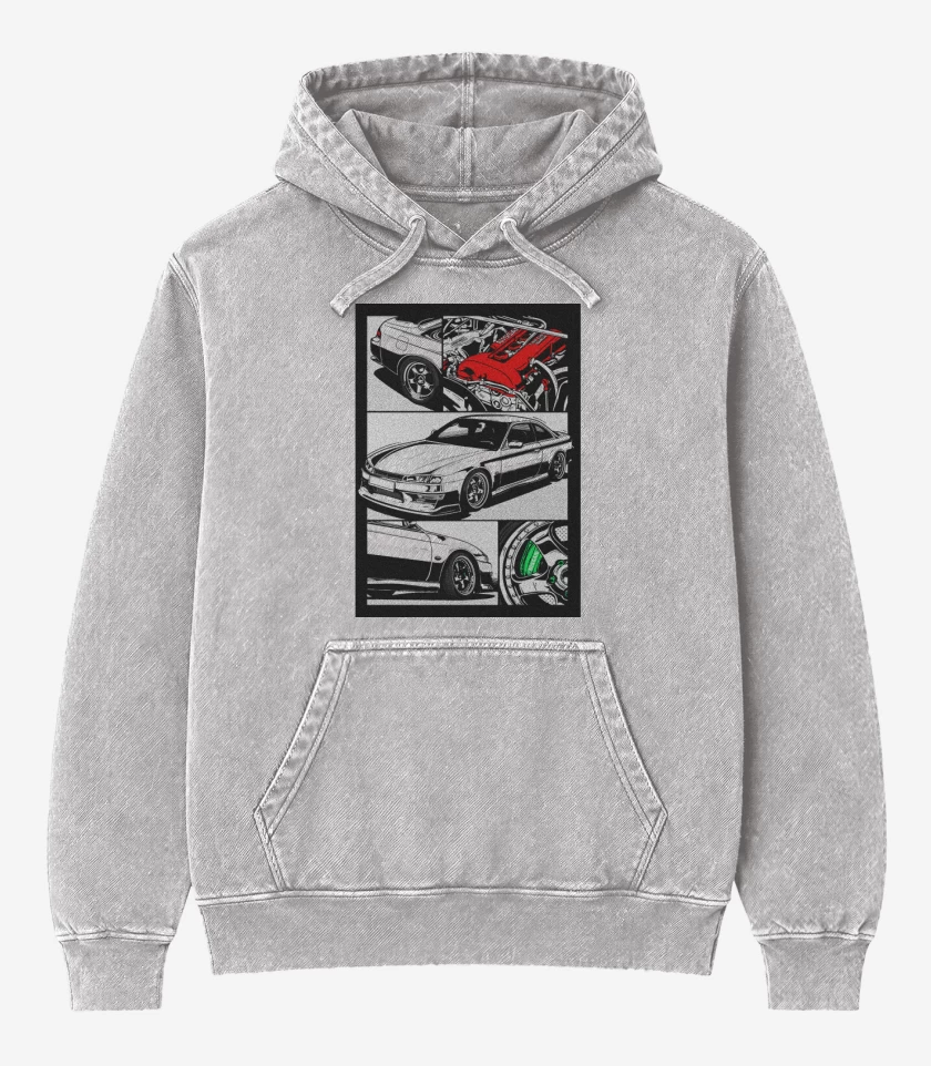Poleron Canguro Acid Wash Gris Melange de Silvia S14