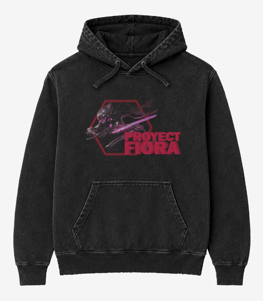 Poleron Canguro Acid Wash Negro de Proyect Fiora